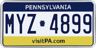 PA license plate MYZ4899