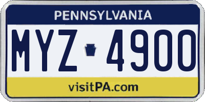 PA license plate MYZ4900
