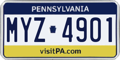 PA license plate MYZ4901