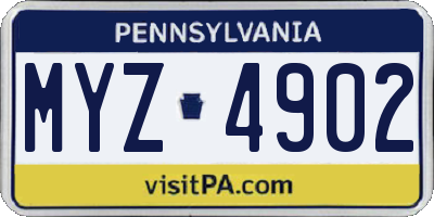 PA license plate MYZ4902