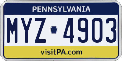 PA license plate MYZ4903
