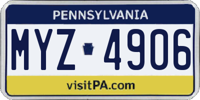 PA license plate MYZ4906