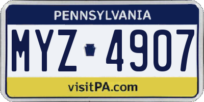 PA license plate MYZ4907