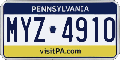 PA license plate MYZ4910