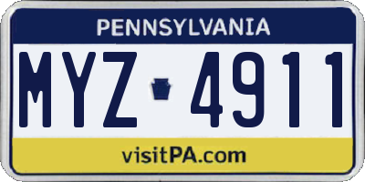 PA license plate MYZ4911
