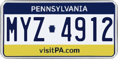 PA license plate MYZ4912