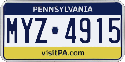 PA license plate MYZ4915