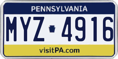 PA license plate MYZ4916