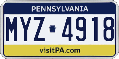 PA license plate MYZ4918