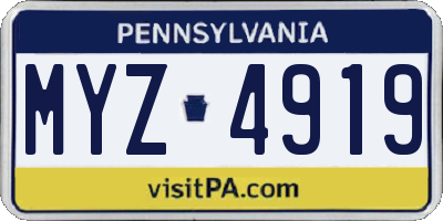 PA license plate MYZ4919