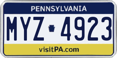 PA license plate MYZ4923