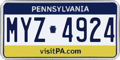 PA license plate MYZ4924