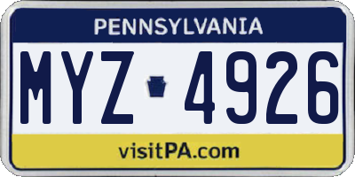 PA license plate MYZ4926