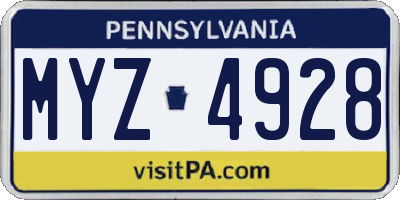 PA license plate MYZ4928