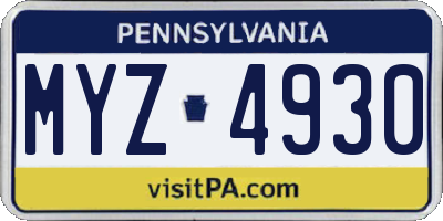 PA license plate MYZ4930