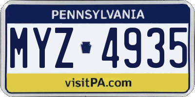 PA license plate MYZ4935