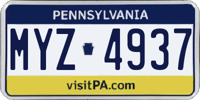 PA license plate MYZ4937