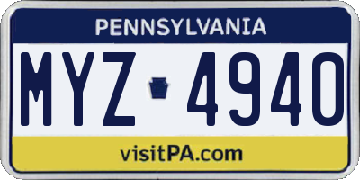 PA license plate MYZ4940