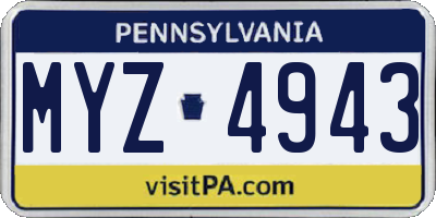 PA license plate MYZ4943