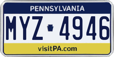 PA license plate MYZ4946