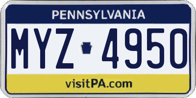 PA license plate MYZ4950