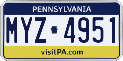 PA license plate MYZ4951