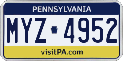 PA license plate MYZ4952