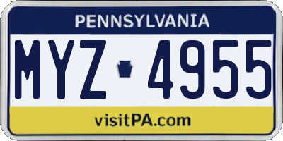 PA license plate MYZ4955