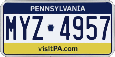 PA license plate MYZ4957