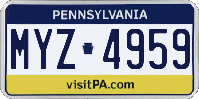 PA license plate MYZ4959