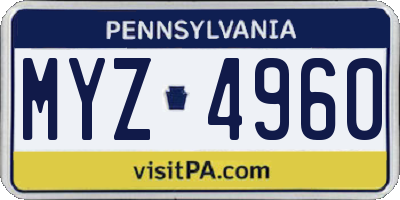 PA license plate MYZ4960