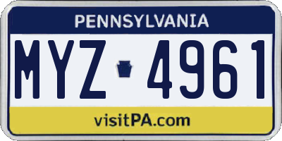 PA license plate MYZ4961