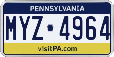 PA license plate MYZ4964