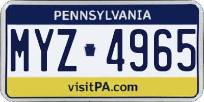 PA license plate MYZ4965