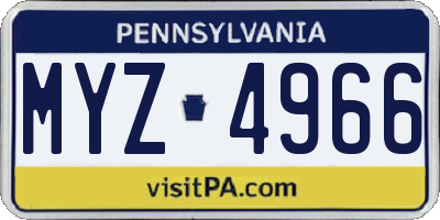PA license plate MYZ4966