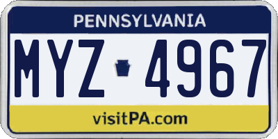 PA license plate MYZ4967