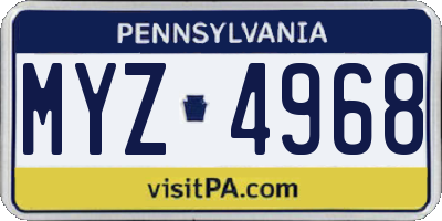 PA license plate MYZ4968