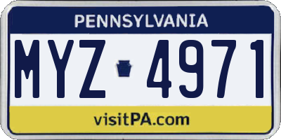 PA license plate MYZ4971