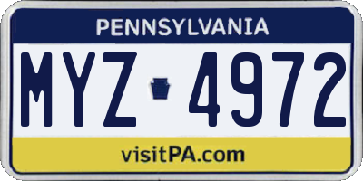 PA license plate MYZ4972