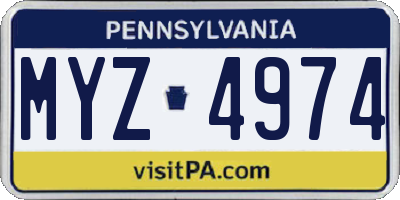 PA license plate MYZ4974