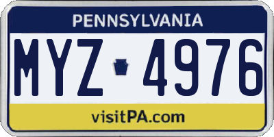 PA license plate MYZ4976