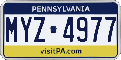 PA license plate MYZ4977