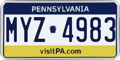 PA license plate MYZ4983