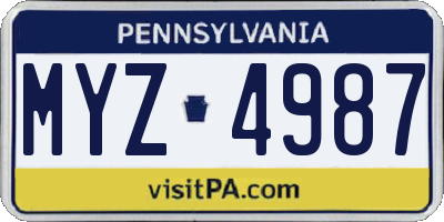 PA license plate MYZ4987