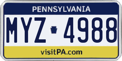 PA license plate MYZ4988