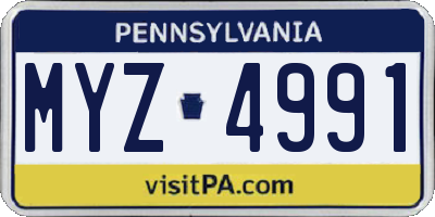 PA license plate MYZ4991