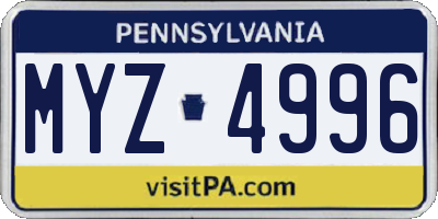 PA license plate MYZ4996
