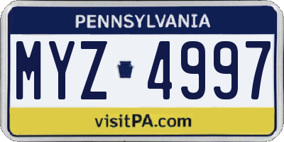 PA license plate MYZ4997