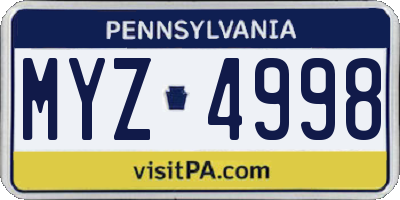 PA license plate MYZ4998
