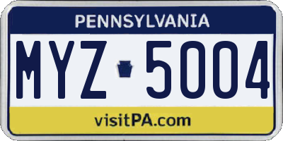 PA license plate MYZ5004